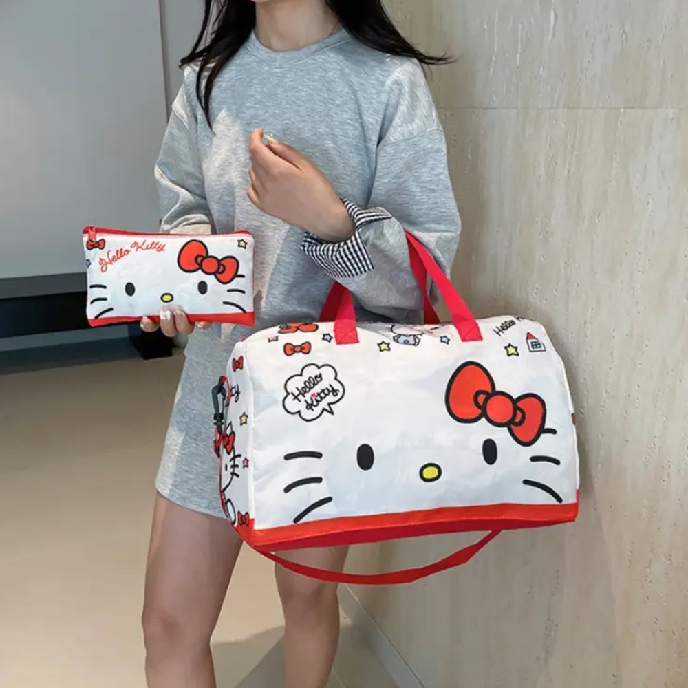 2 Piece Hello Kitty Travel Bag Set, Hello Kitty Duffle Bag, Hello Kitty Bag